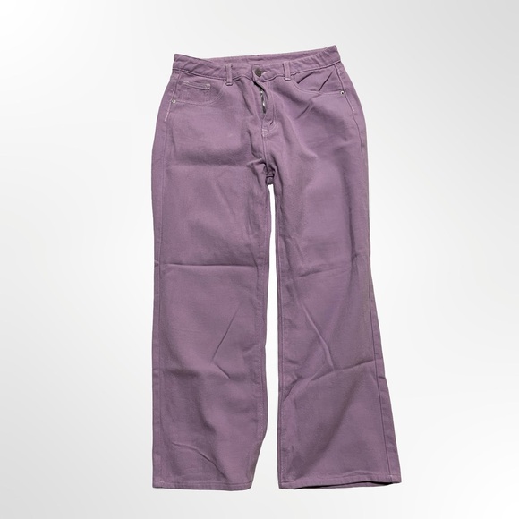 SHEIN Lilac Purple Straight Leg Jeans Women’s Large High Waist 5-Pocket - Picture 1 of 5